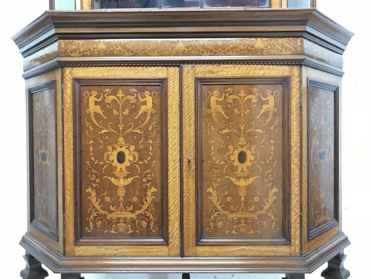 Late 19th Century Stephen Webb for Collinson & Lock, a Renaissance Revival Inlaid Corner Cabinet For Sale