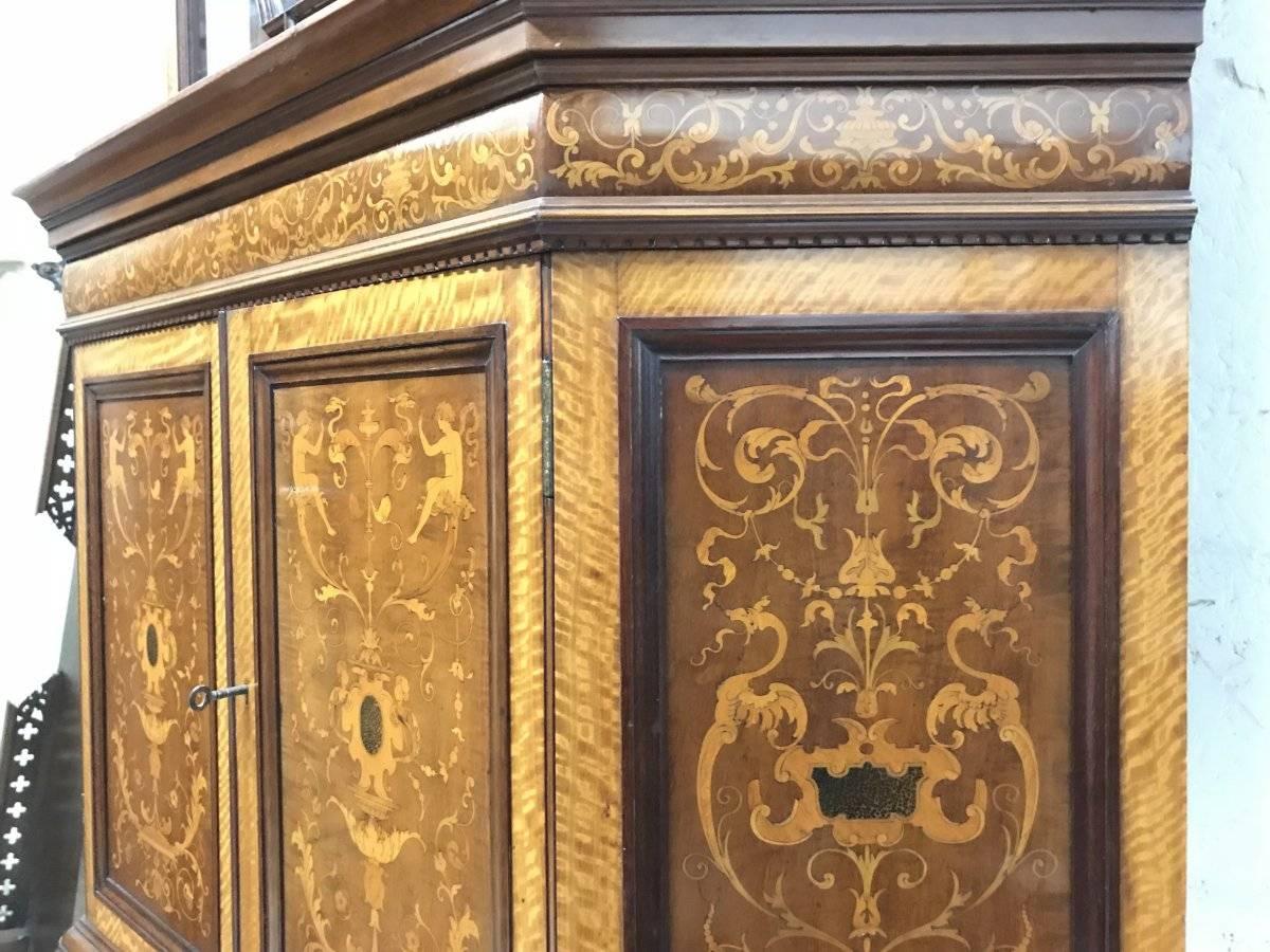 Stephen Webb for Collinson & Lock, a Renaissance Revival Inlaid Corner Cabinet For Sale 1