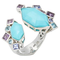 Stephen Webster 18 Karat White Gold Crystal Haze Gold Struck Turquoise Open Ring