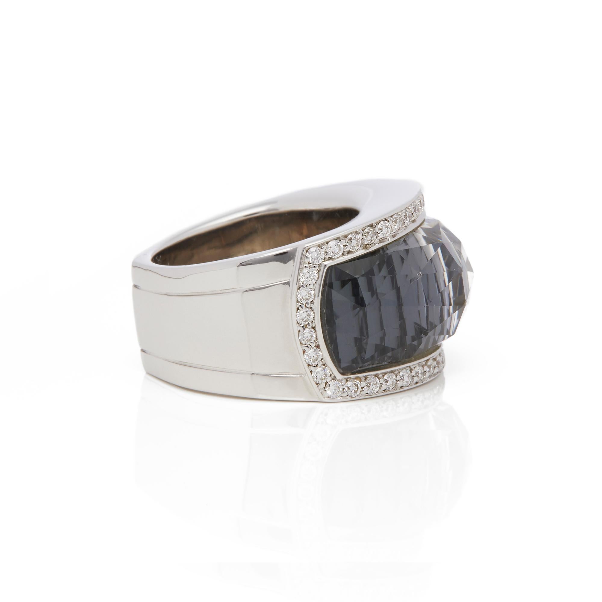 Modern Stephen Webster 18 Karat White Gold Hematite and Diamond Jelly Bean Ring