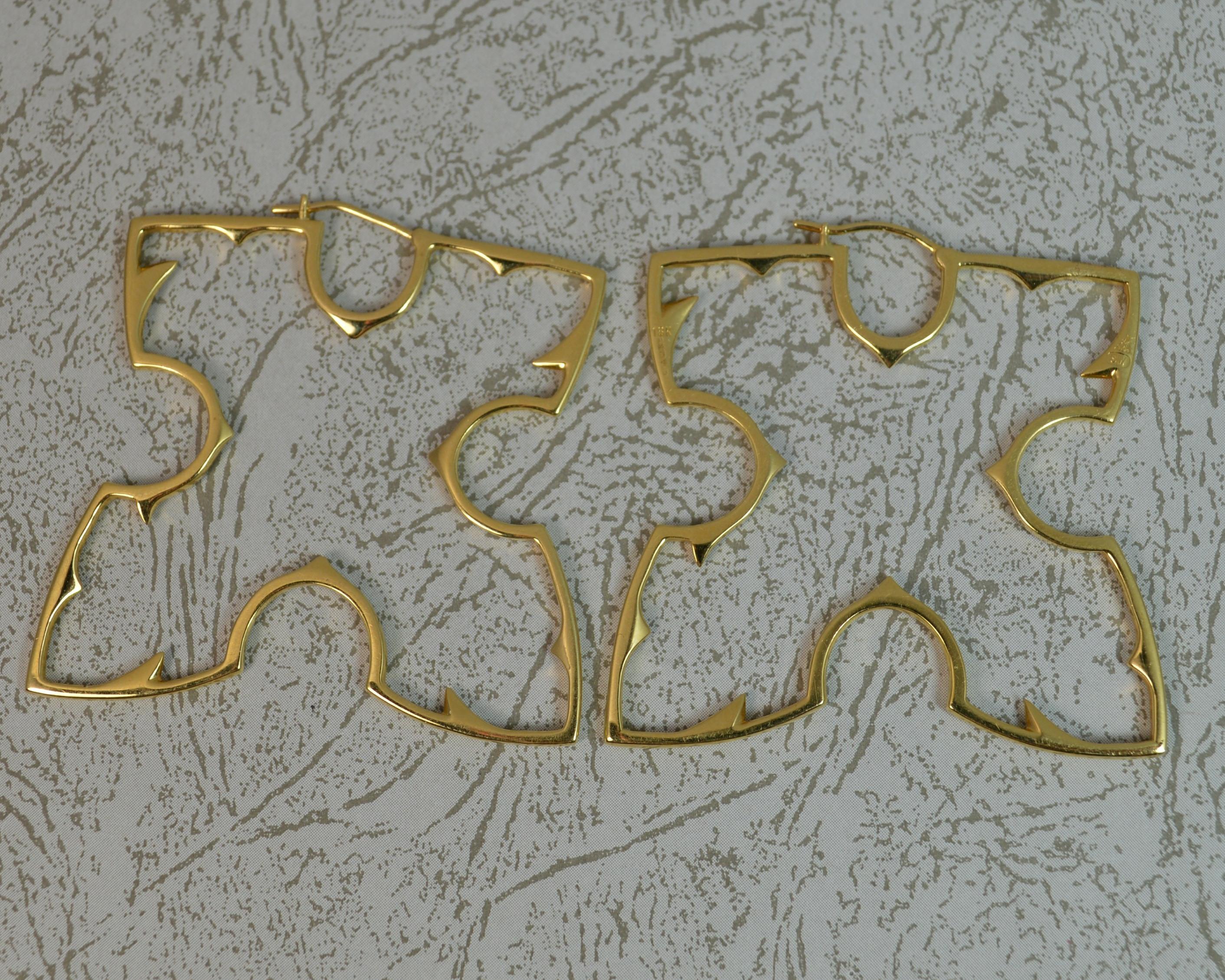 Art Deco Stephen Webster 18 Carat Gold Thorn Large Hoop Earrings