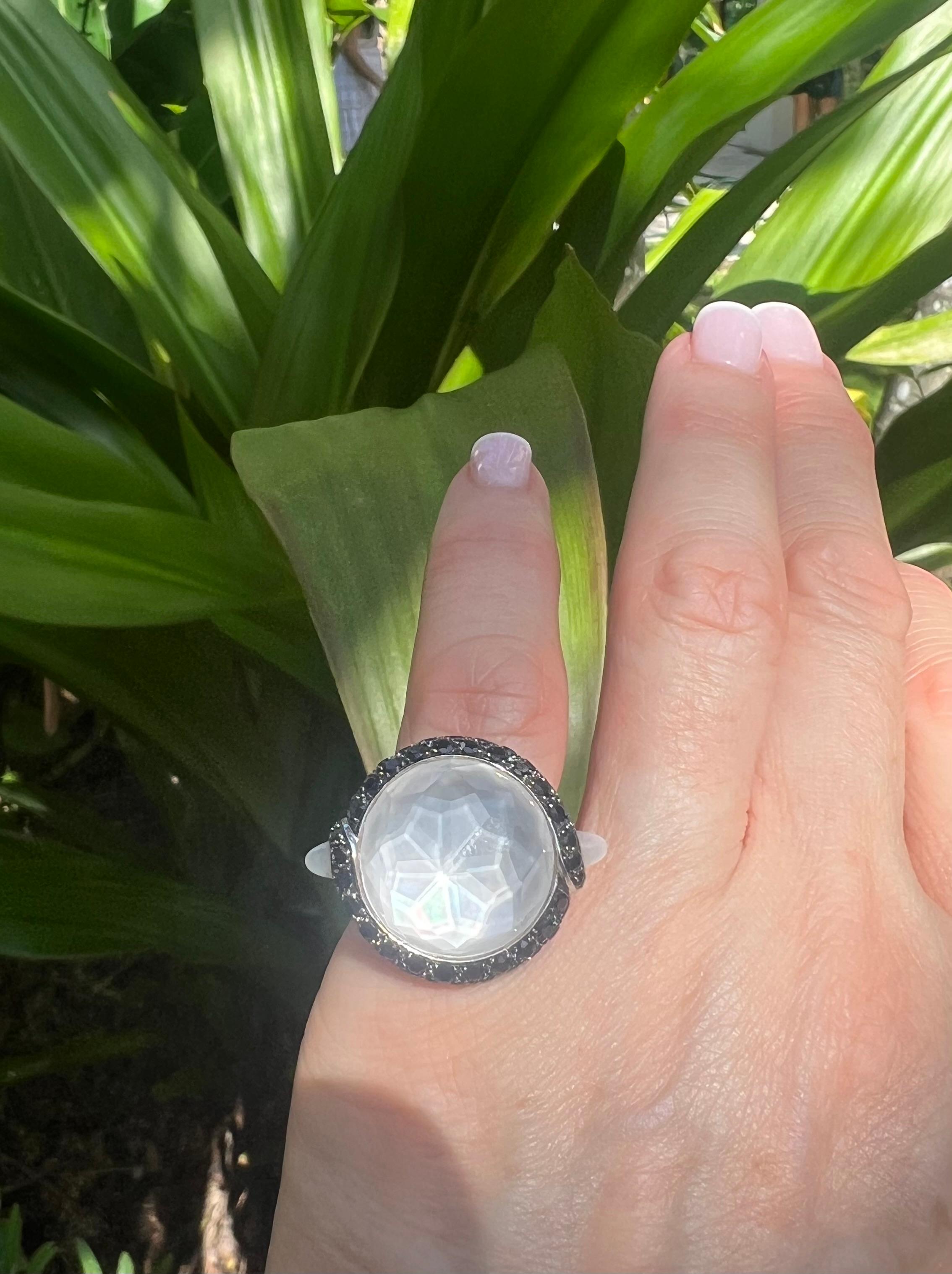 Mixed Cut Stephen Webster Rock Crystal Black Sapphire Ring