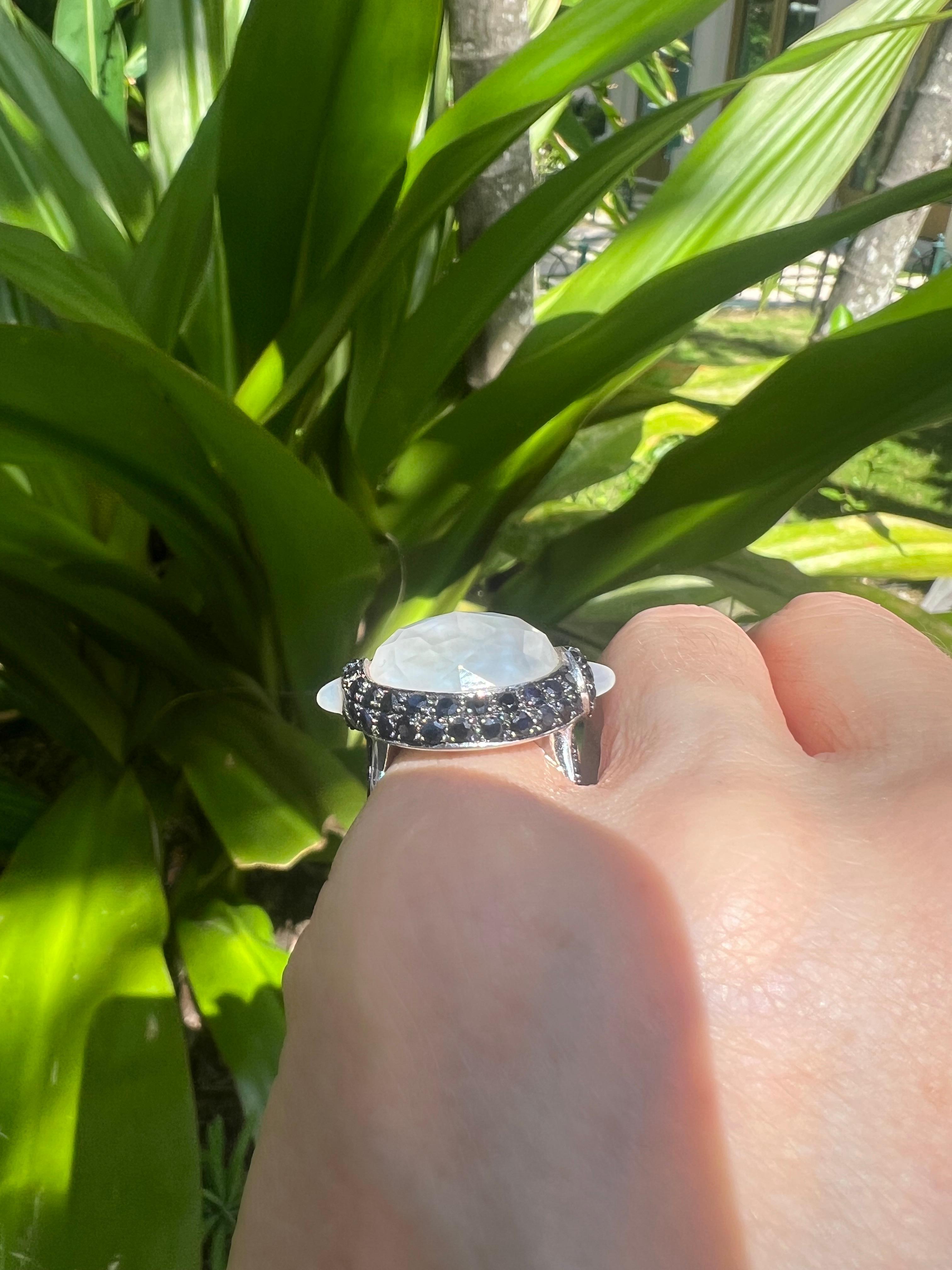 Stephen Webster Rock Crystal Black Sapphire Ring In Excellent Condition In Palm Beach, FL