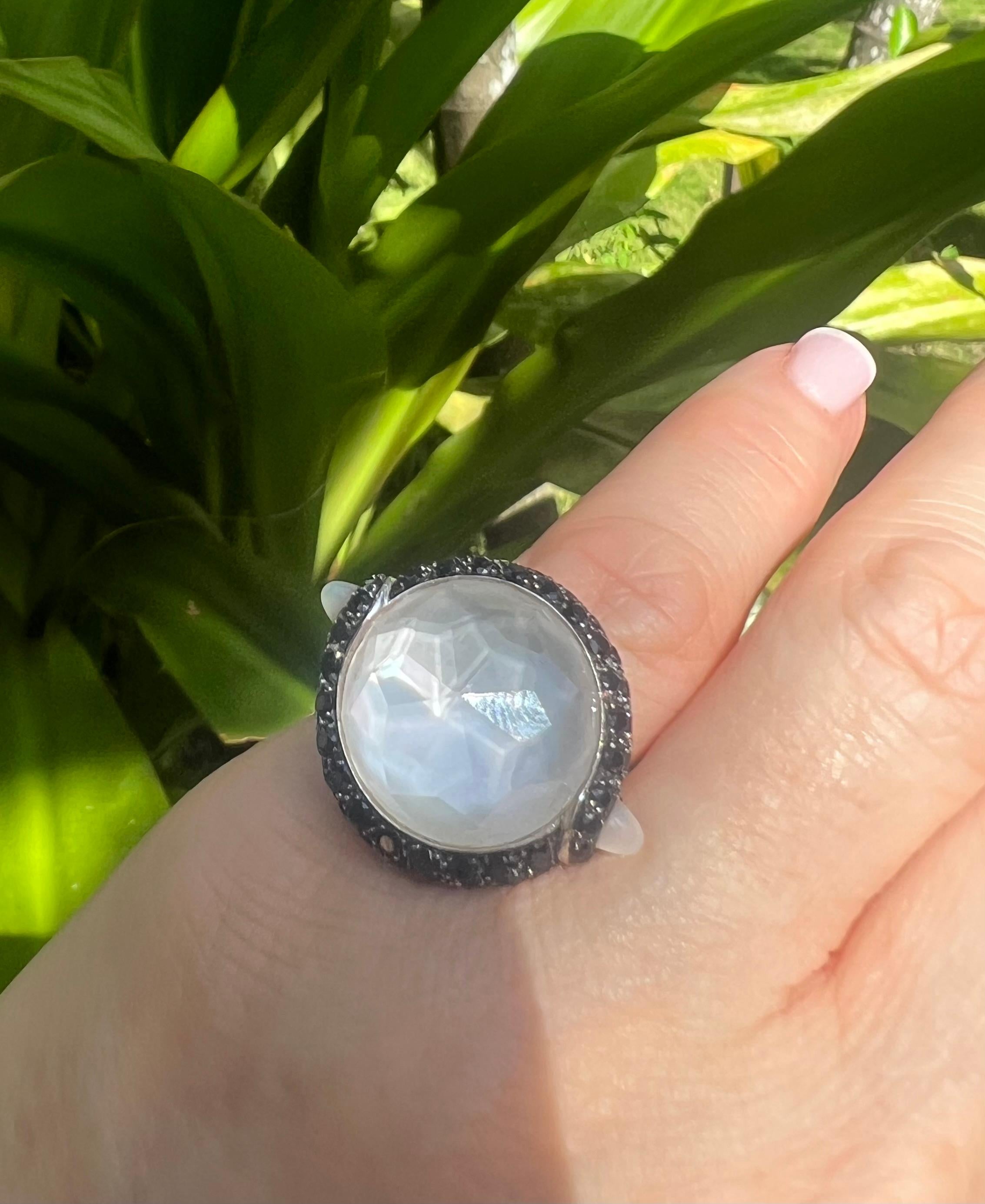 Women's or Men's Stephen Webster Rock Crystal Black Sapphire Ring