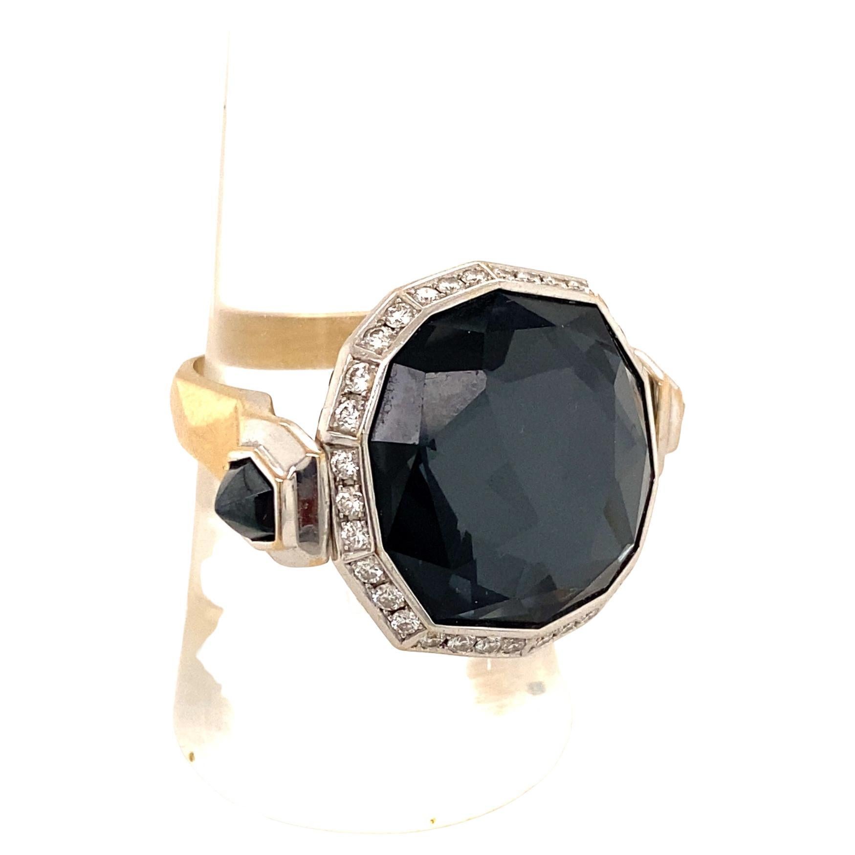 Stephen Webster 18K Gold Quartz & Diamond Reversible Flip Cocktail Ring For Sale