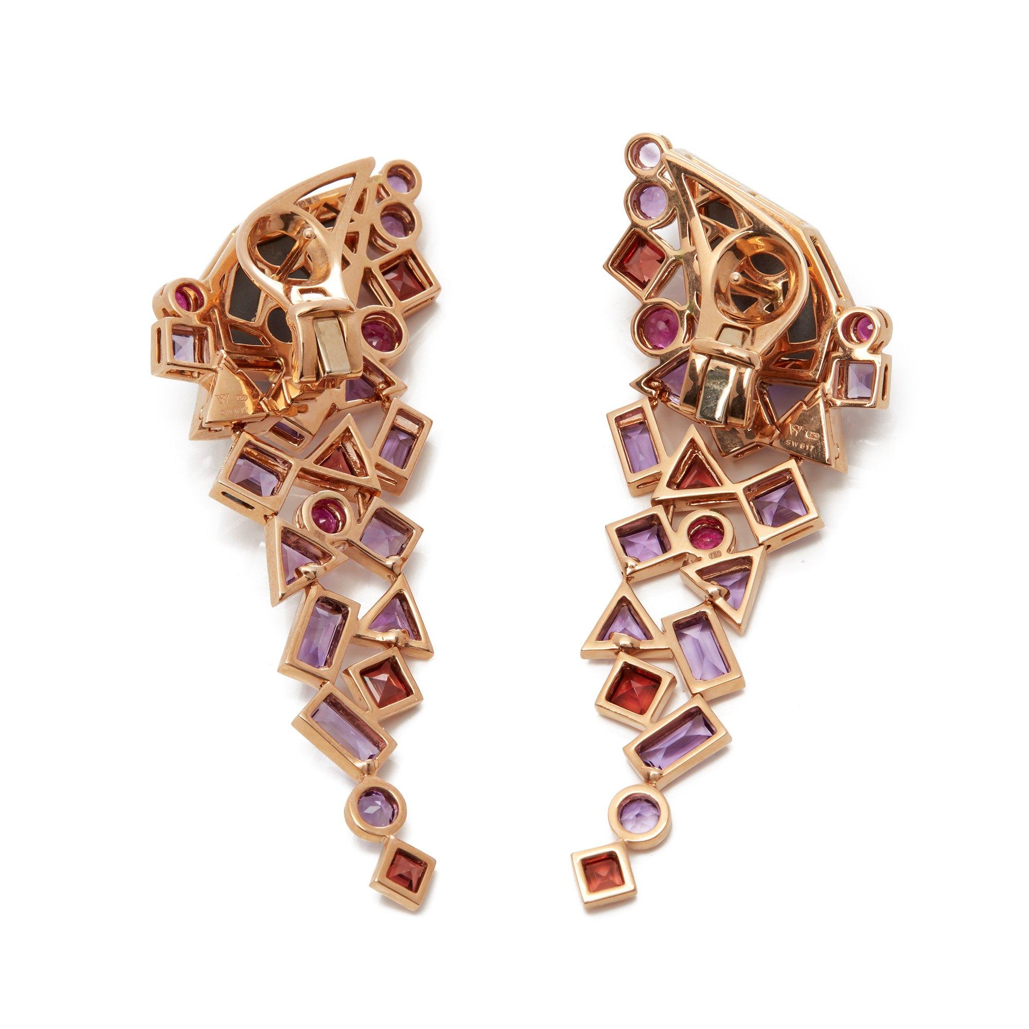 Contemporary Stephen Webster 18 Karat Rose Gold Crystal Haze Gold Struck Amethyst Earrings For Sale