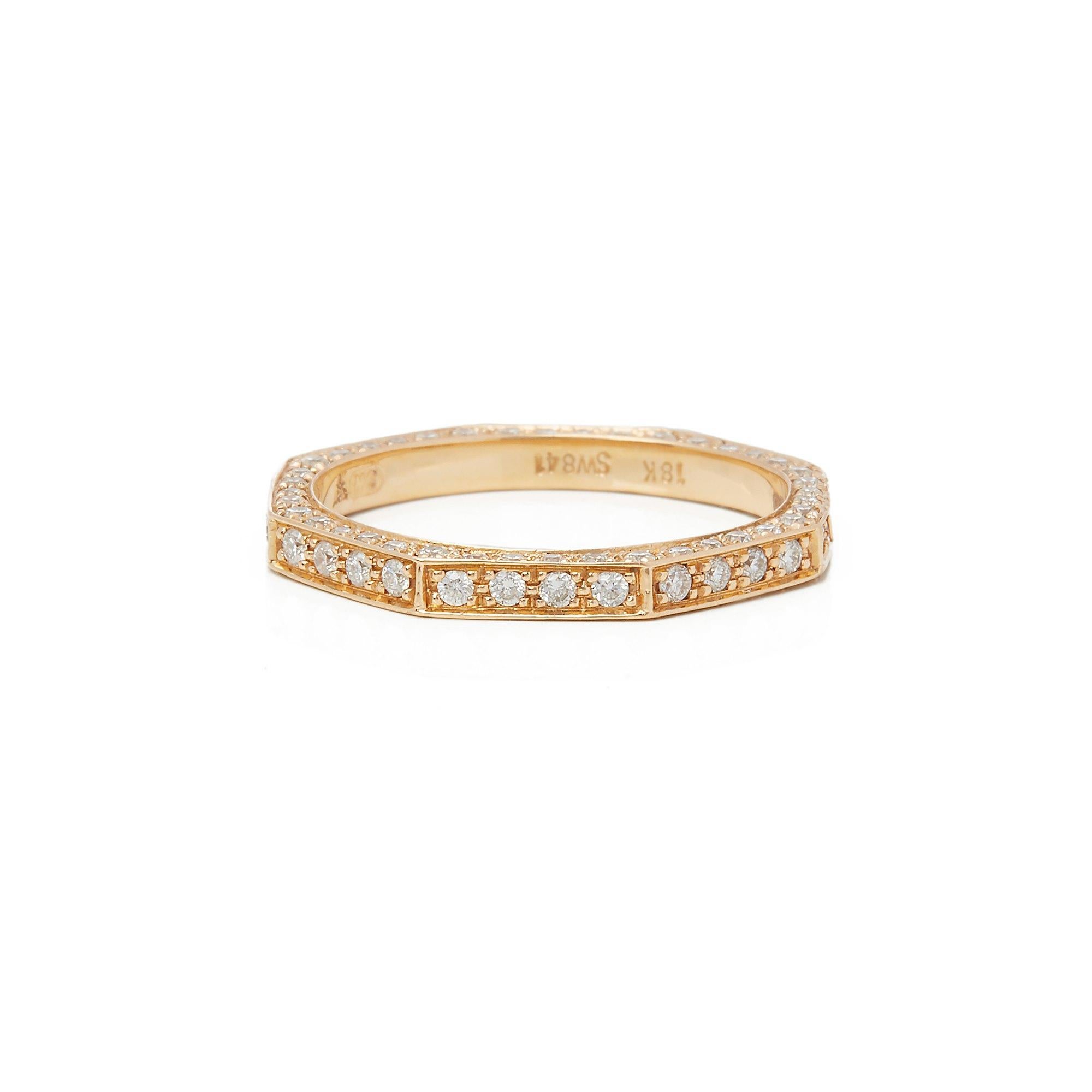 This Ring by Stephen Webster is from his Deco Collection and features One Hundred and Twelve Round Brilliant Diamonds Totalling 1.12cts in an Octagonal Design. Set in 18k Rose Gold. Ring Size UK N, EU Size 54, USA Size 7. Complete with Xupes