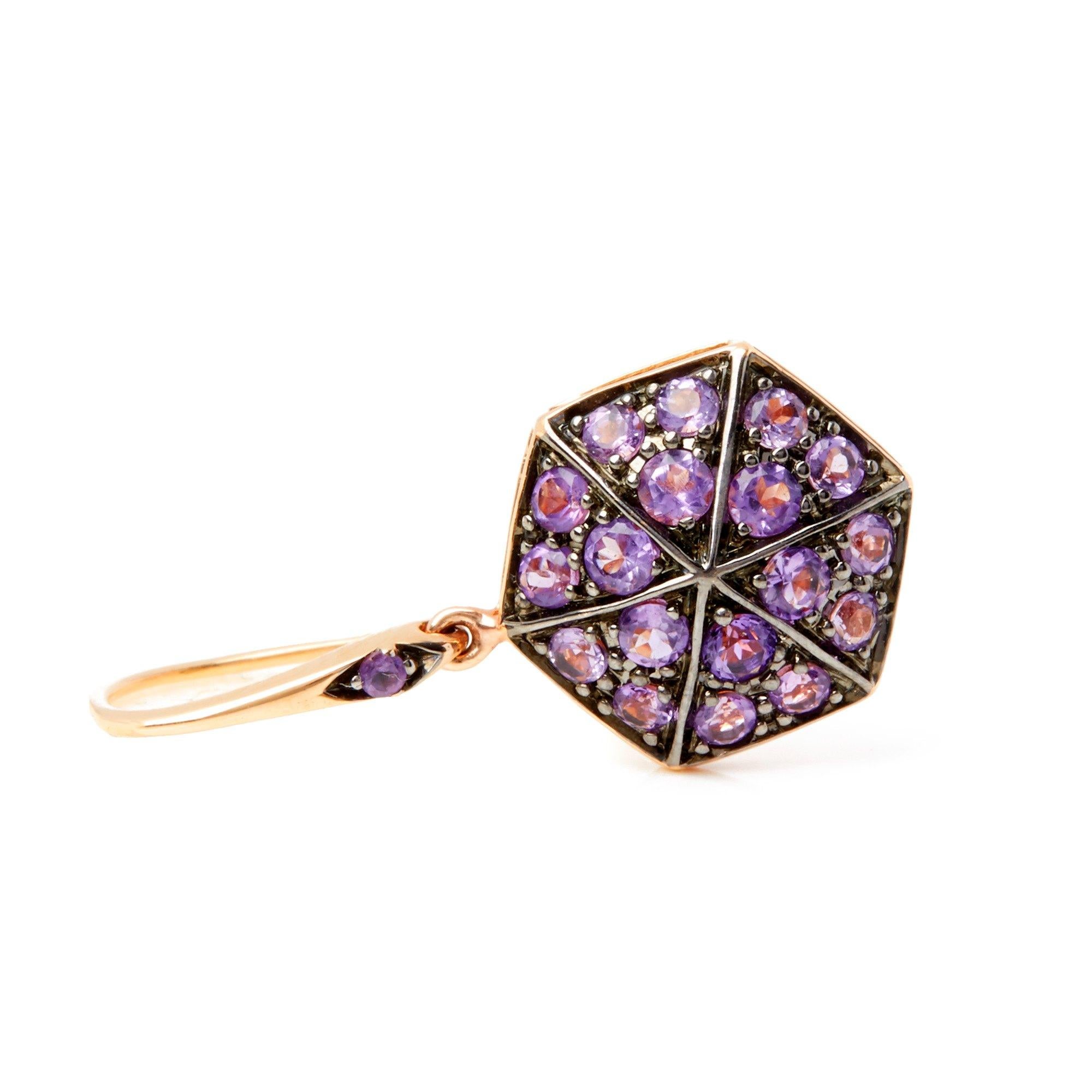 Contemporary Stephen Webster 18 Karat Rose Gold Full Pave Amethyst Deco Earrings For Sale