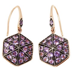 Stephen Webster 18 Karat Rose Gold Full Pave Amethyst Deco Earrings