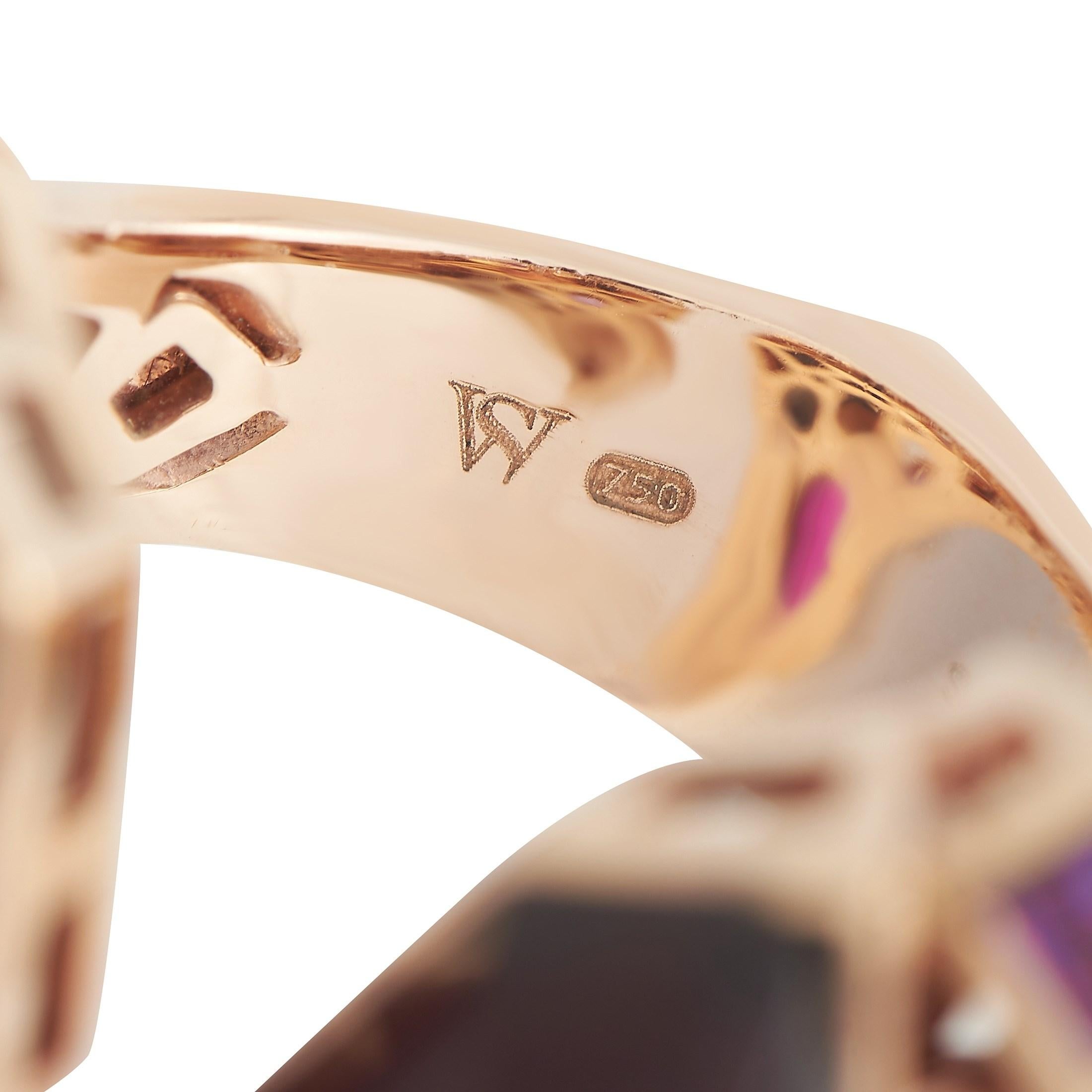 Women's Stephen Webster 18K Rose Gold Garnet and Amethyst Geometric Ring