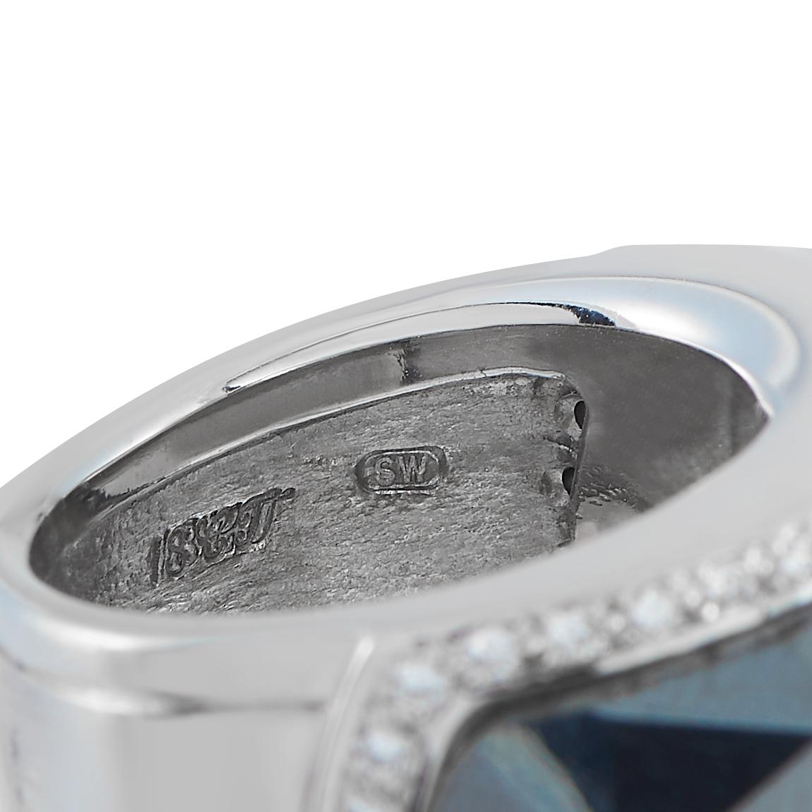 Stephen Webster 18K White Gold 0.55ct Diamond and Hematite Ring In Excellent Condition For Sale In Southampton, PA