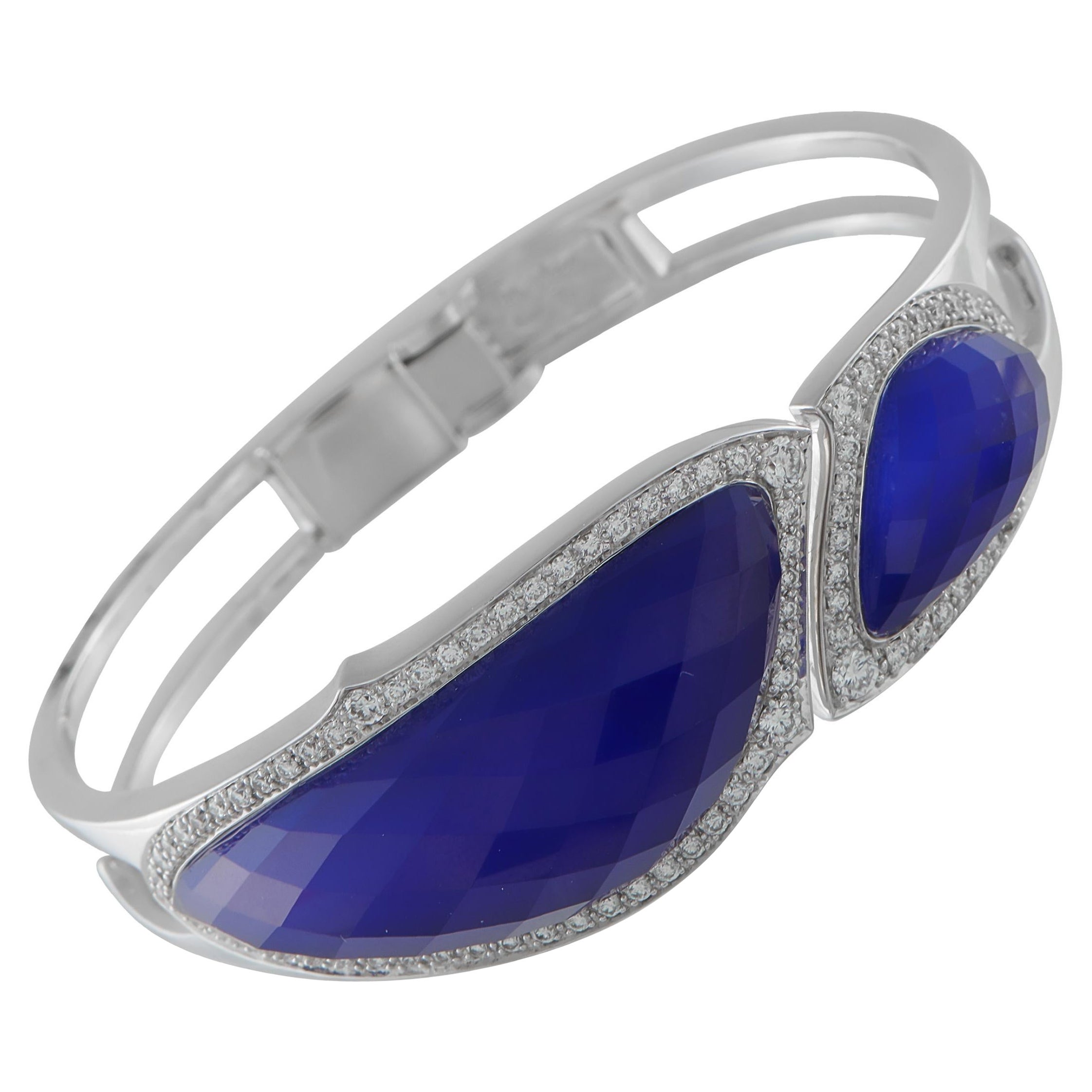 Stephen Webster 18K White Gold 1.30ct Diamond and Lapis Bracelet SW09-122325 For Sale