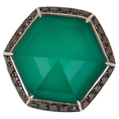 Stephen Webster 18k White Gold Black Diamonds & Green Quartz Ring
