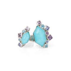 Stephen Webster 18 Karat White Gold Crystal Haze Gold Struck Turquoise Open Ring