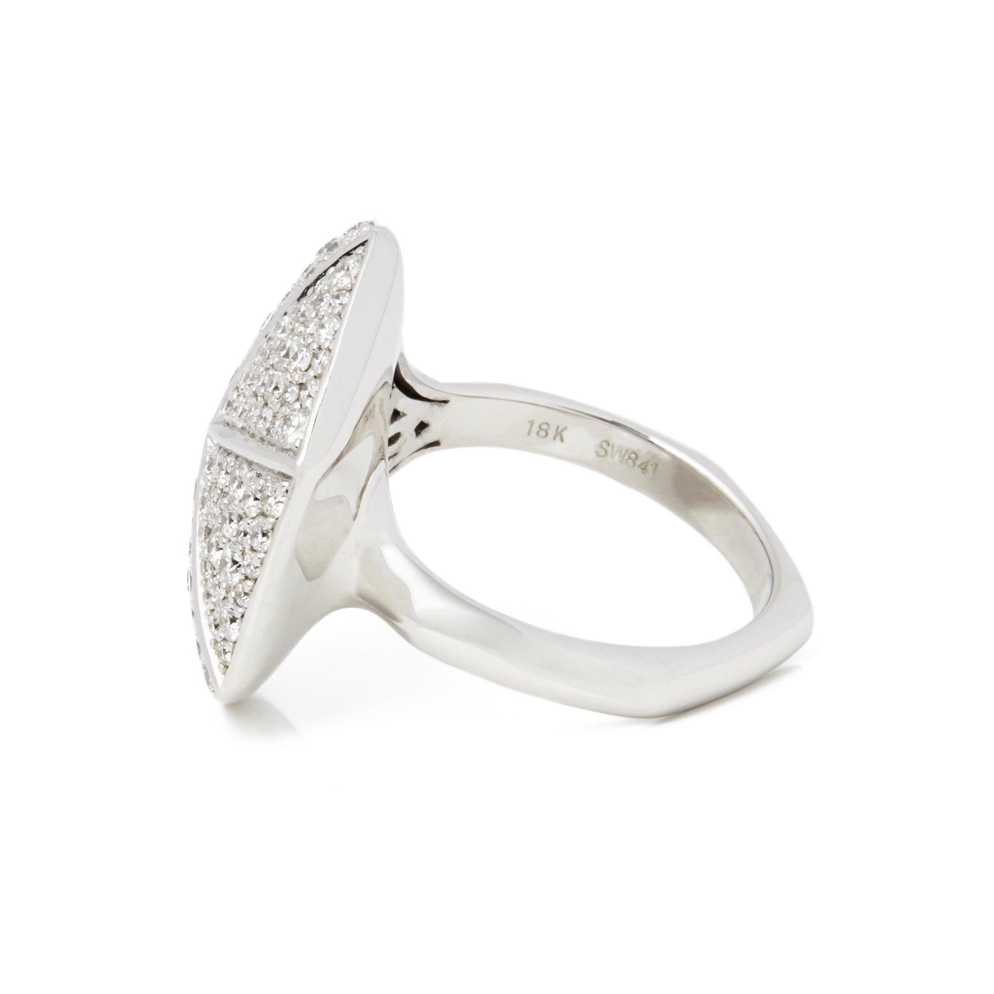 Round Cut Stephen Webster 18 Karat White Gold Diamond Deco Ring