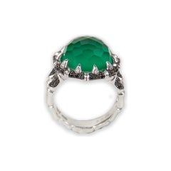 Stephen Webster 18k White Gold Diamond & Green Agate Ring