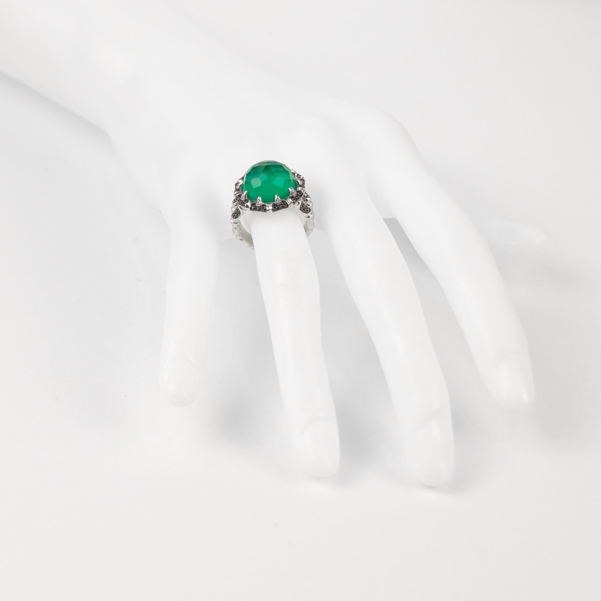 Stephen Webster 18k White Gold Diamond & Green Agate Ring In New Condition For Sale In North Miami Beach, FL