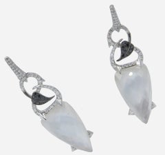 Stephen Webster Pendientes colgantes de oro blanco de 18 quilates con diamantes y cuarzo