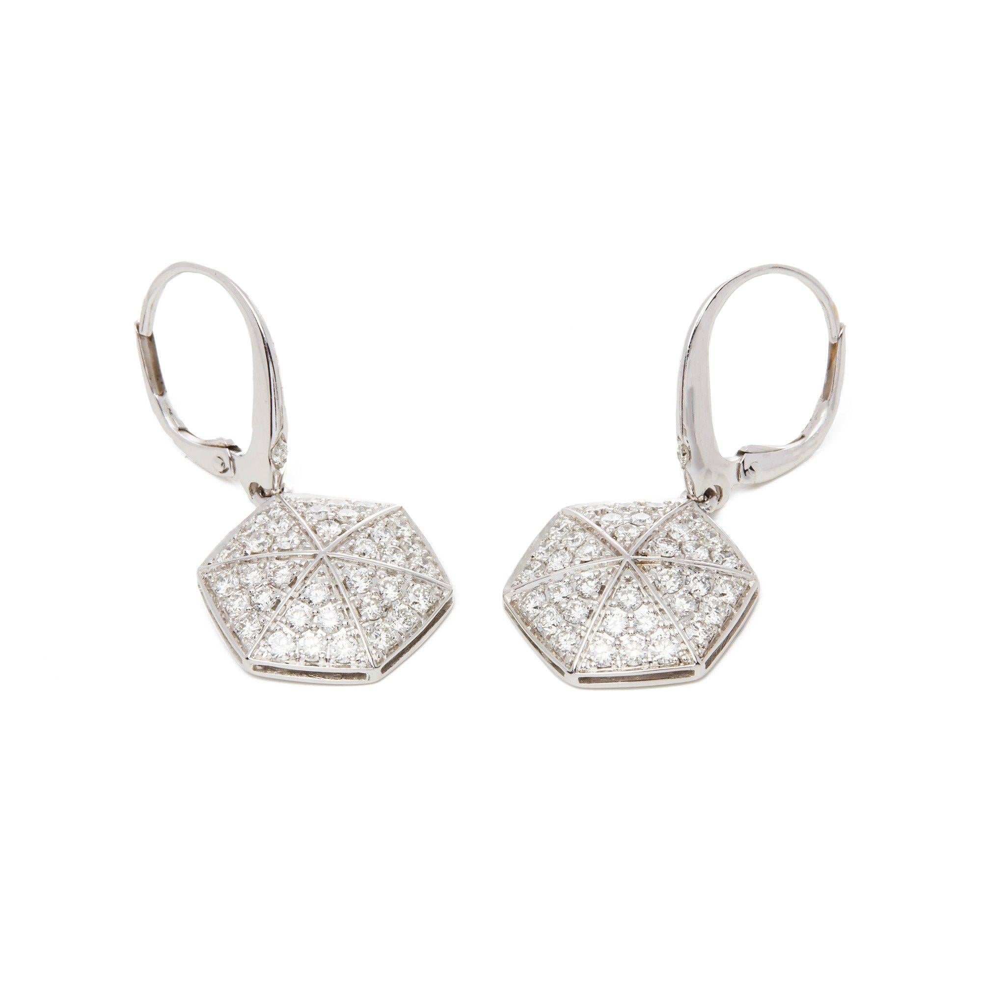 Contemporary Stephen Webster 18 Karat White Gold Full Pave Diamond Deco Earrings