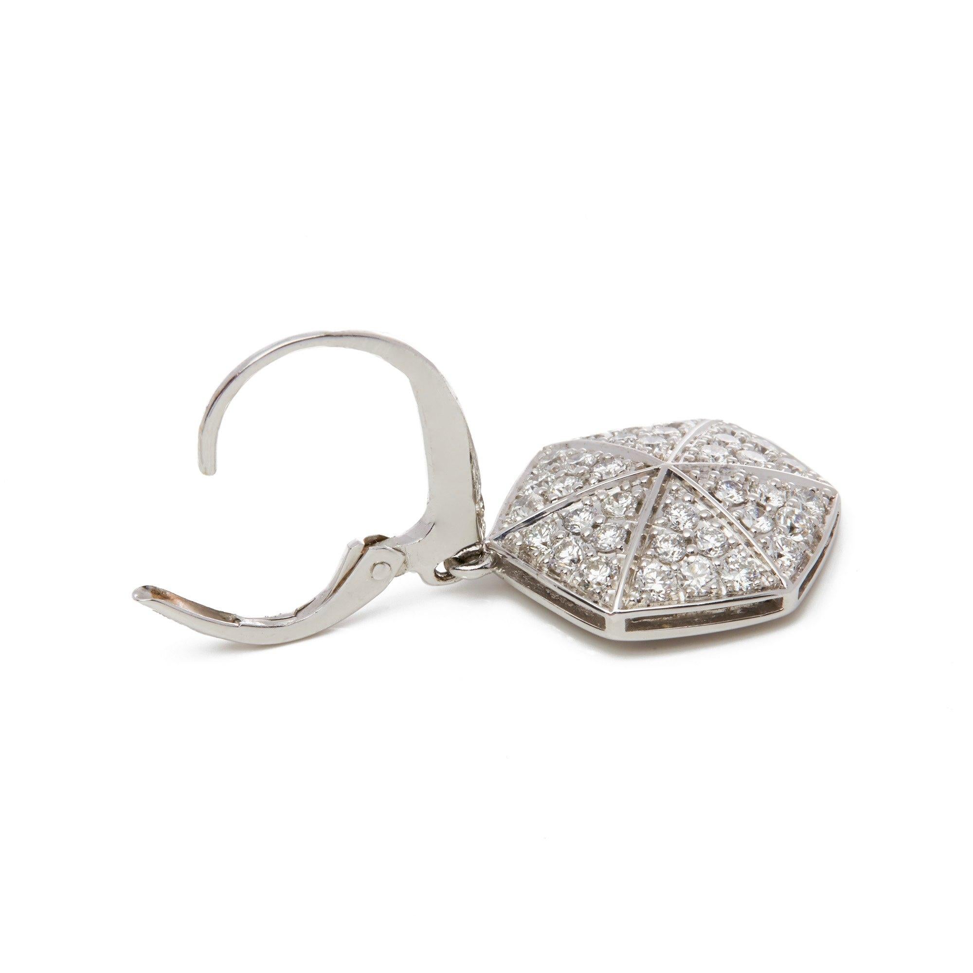 Women's Stephen Webster 18 Karat White Gold Full Pave Diamond Deco Earrings