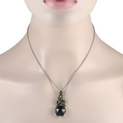 Stephen Webster 18K White Gold Quartz and Tsavorite Pendant Necklace