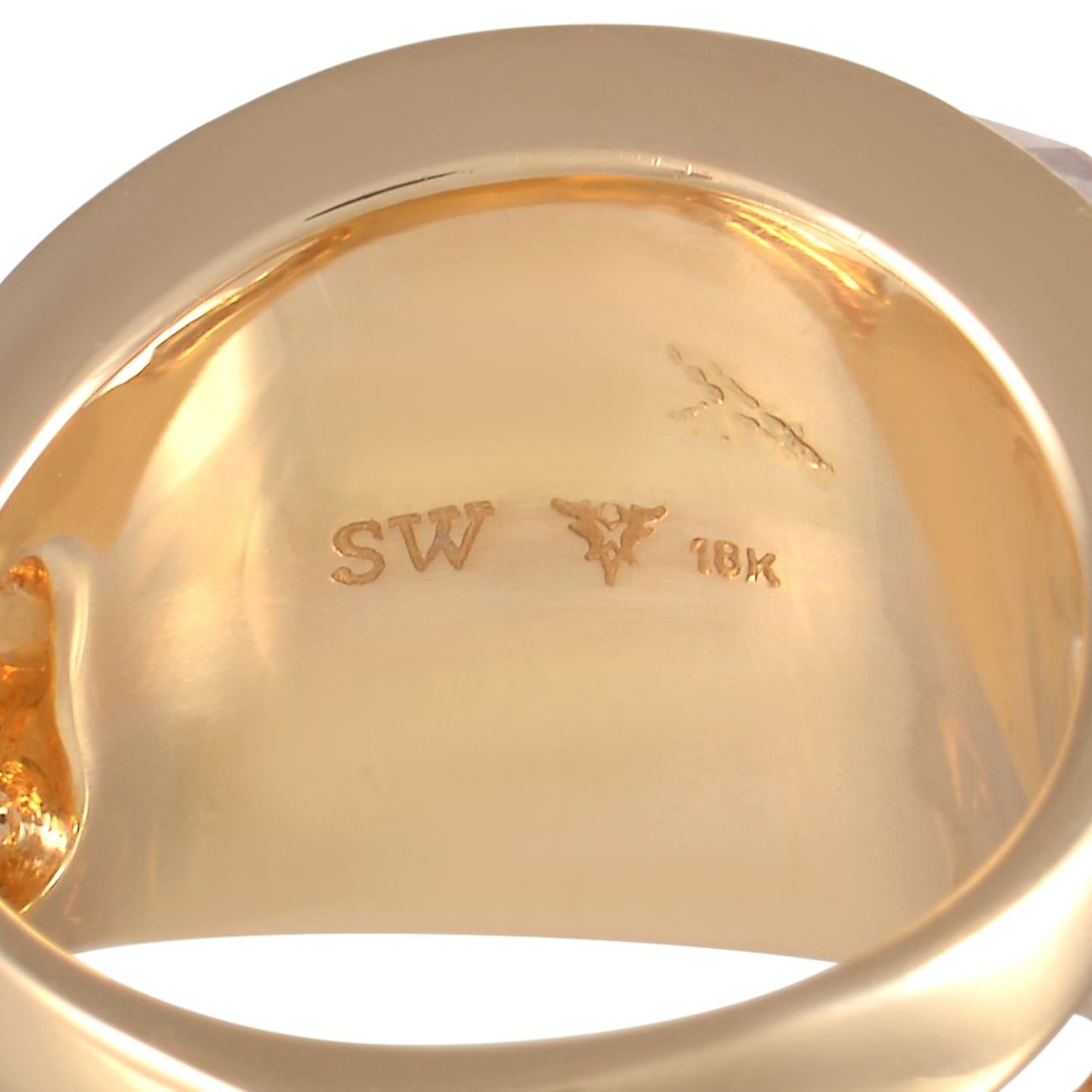 Women's Stephen Webster 18K Yellow Gold 0.50 Ct Diamond and Crystal Haze Kunzite Ring