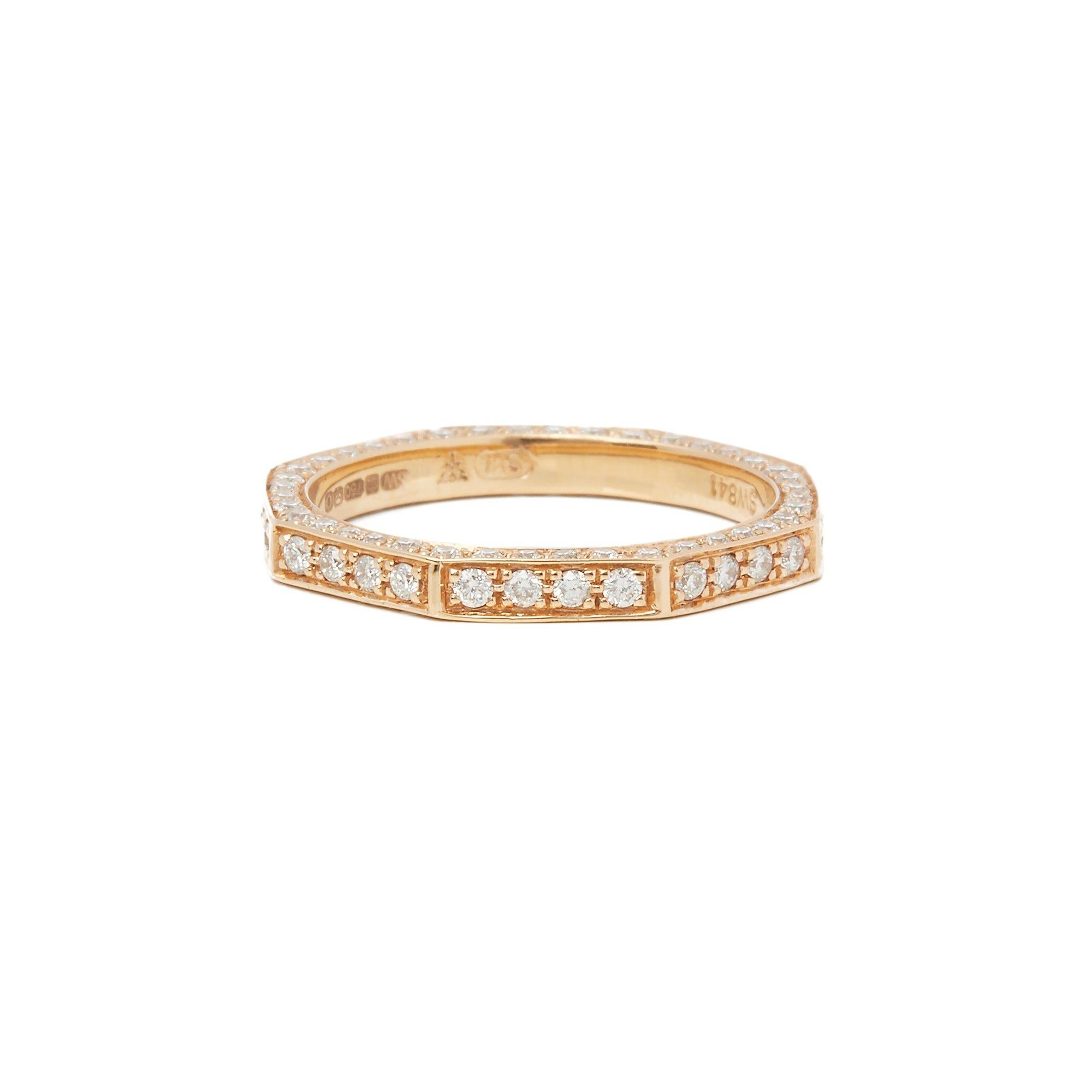This Ring by Stephen Webster is from his Deco Collection and features One Hundred and Ten Round Brilliant Diamonds Totalling 1.10cts in an Octagonal Design. Set in 18k Yellow Gold. Finger Size UK L, EU Size 52, USA Size 6. Complete with Xupes