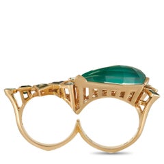 Stephen Webster 18K YG 0.20 Ct Diamond, Tourmaline, & Agate Two-Finger Ring