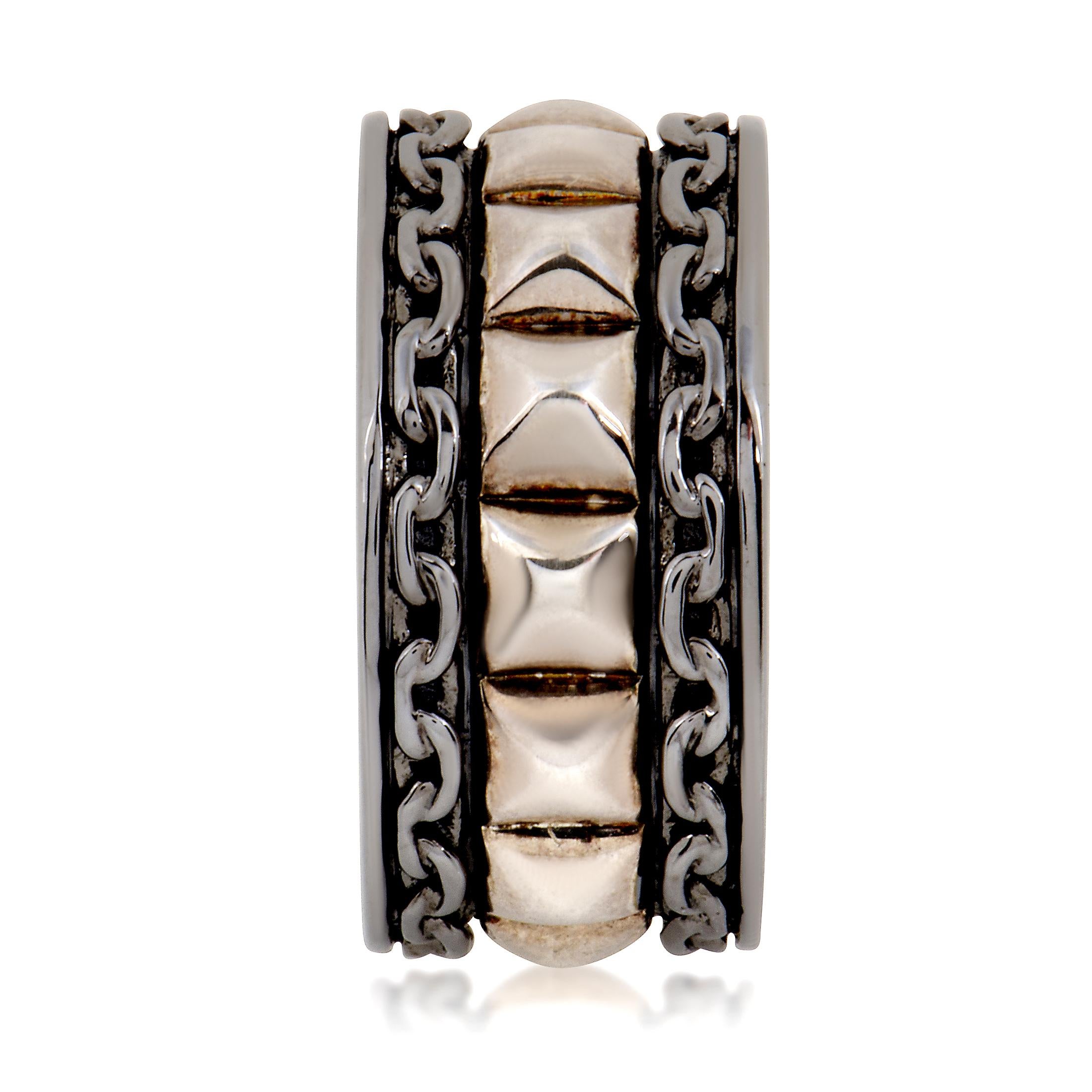 Stephen Webster Alchemy in the UK Men’s Gold Tone Silver Chain Band Ring In New Condition In Southampton, PA