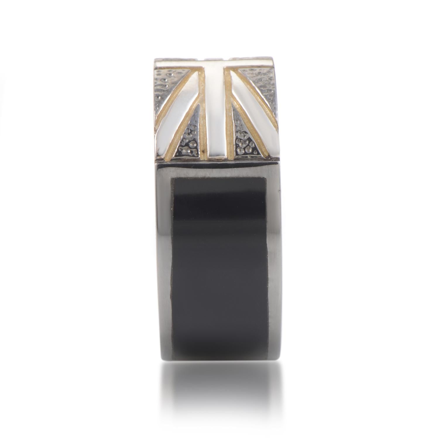 Mixed Cut Stephen Webster Alchemy in the UK Sterling Silver Onyx Union Jack Ring