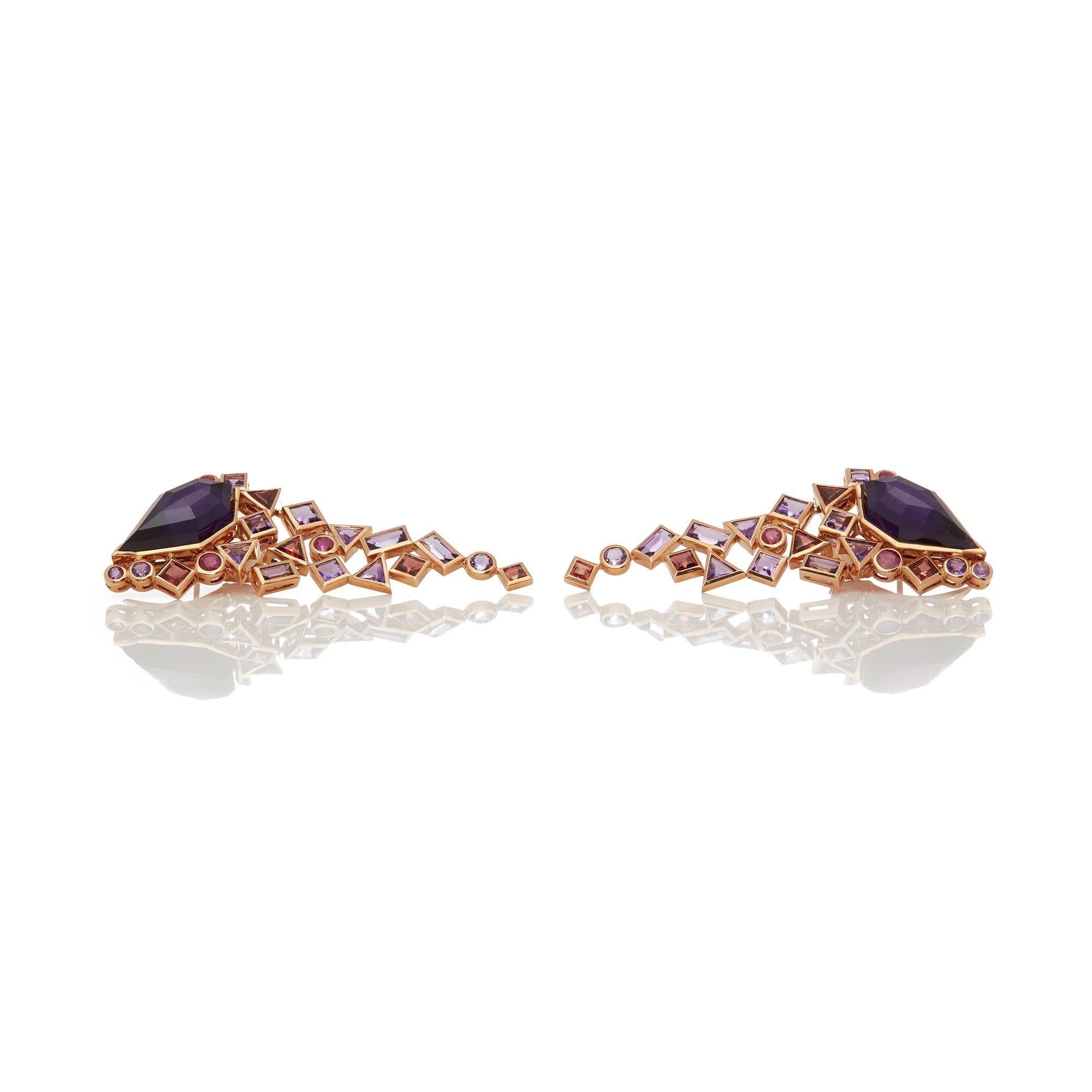 Contemporary Stephen Webster Amethyst Crystal Haze Gold Struck 18ct Rose Gold Earrings For Sale
