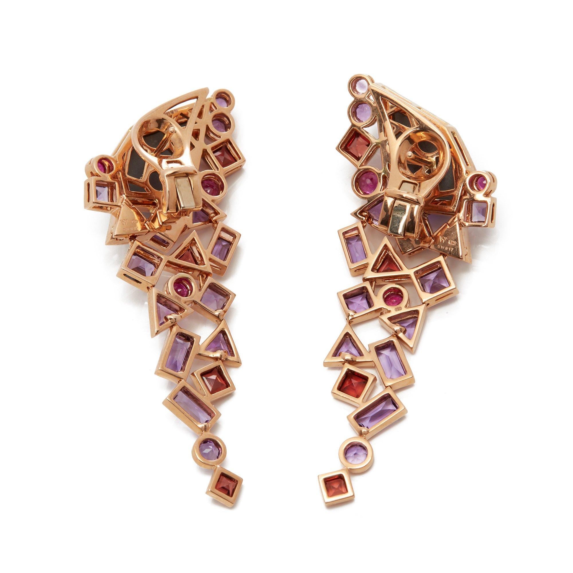 Mixed Cut Stephen Webster Amethyst Crystal Haze Gold Struck 18ct Rose Gold Earrings For Sale