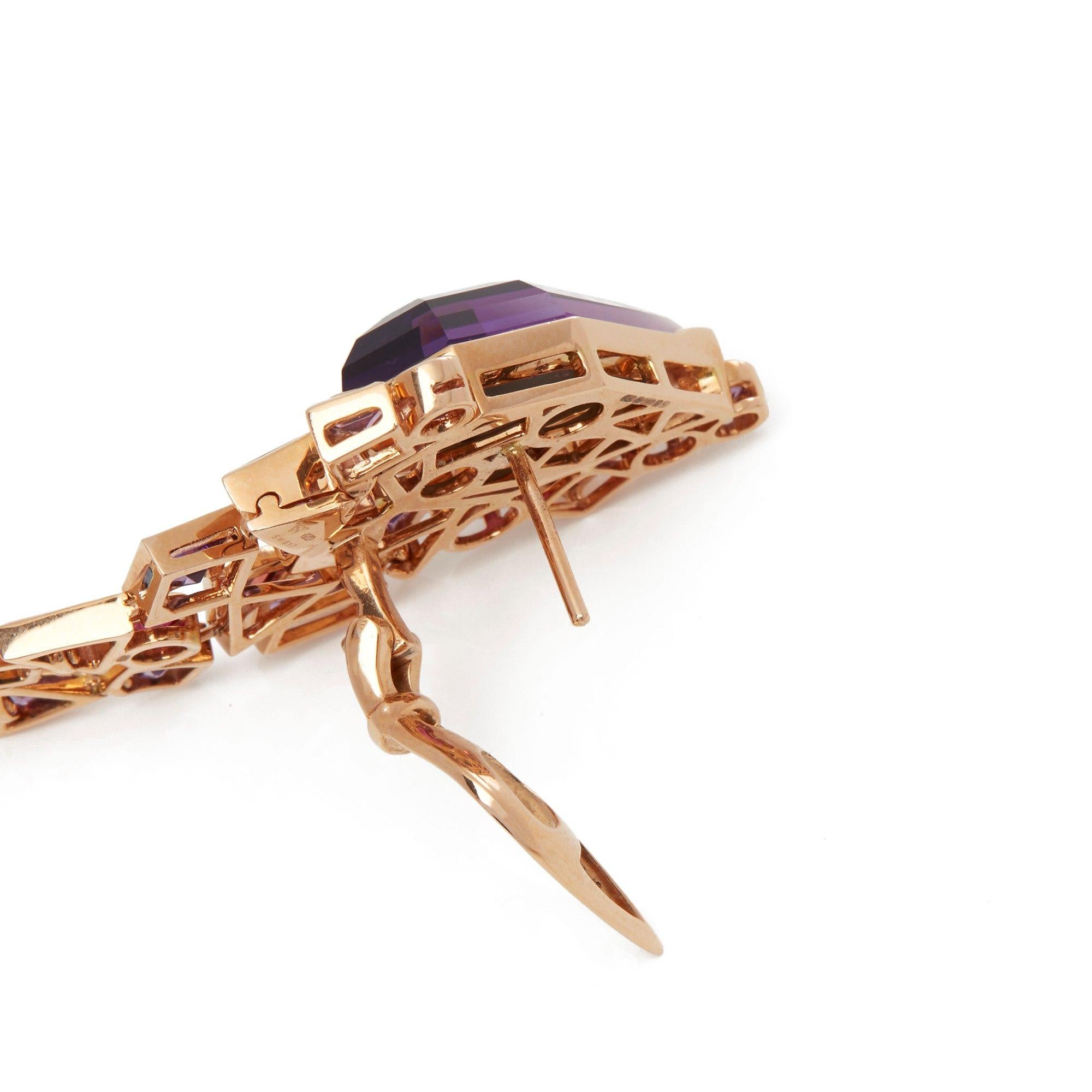 Women's Stephen Webster Amethyst Crystal Haze Gold Struck 18ct Rose Gold Earrings For Sale