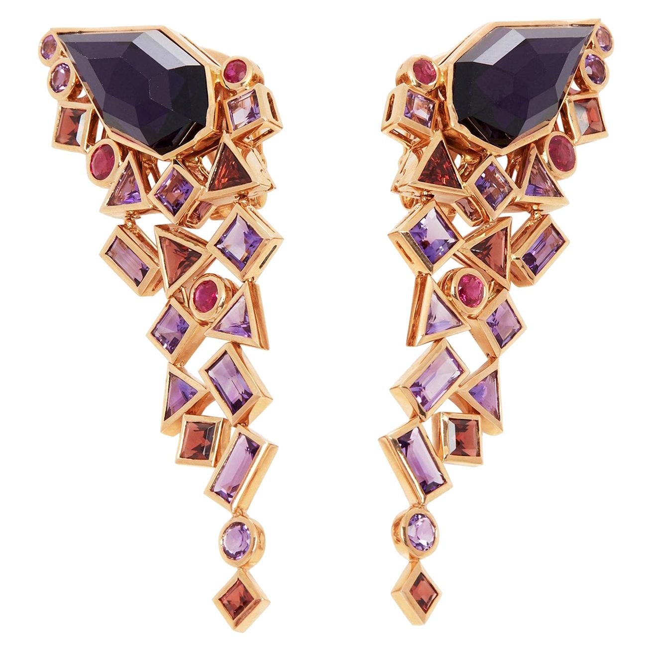 Stephen Webster Amethyst Crystal Haze Gold Struck 18ct Rose Gold Earrings