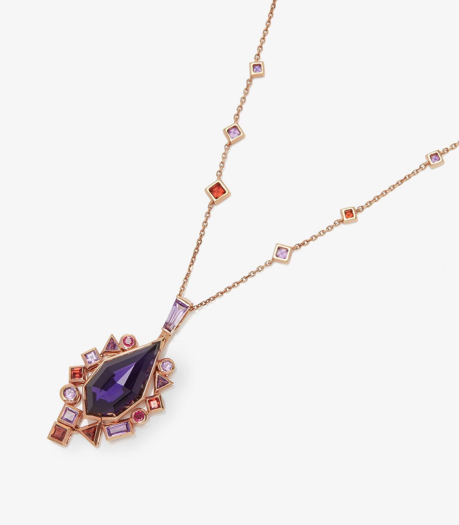 Stephen Webster Amethyst Crystal Haze Gold Struck 18ct Rose Gold Pendant In Excellent Condition For Sale In Bishop's Stortford, Hertfordshire