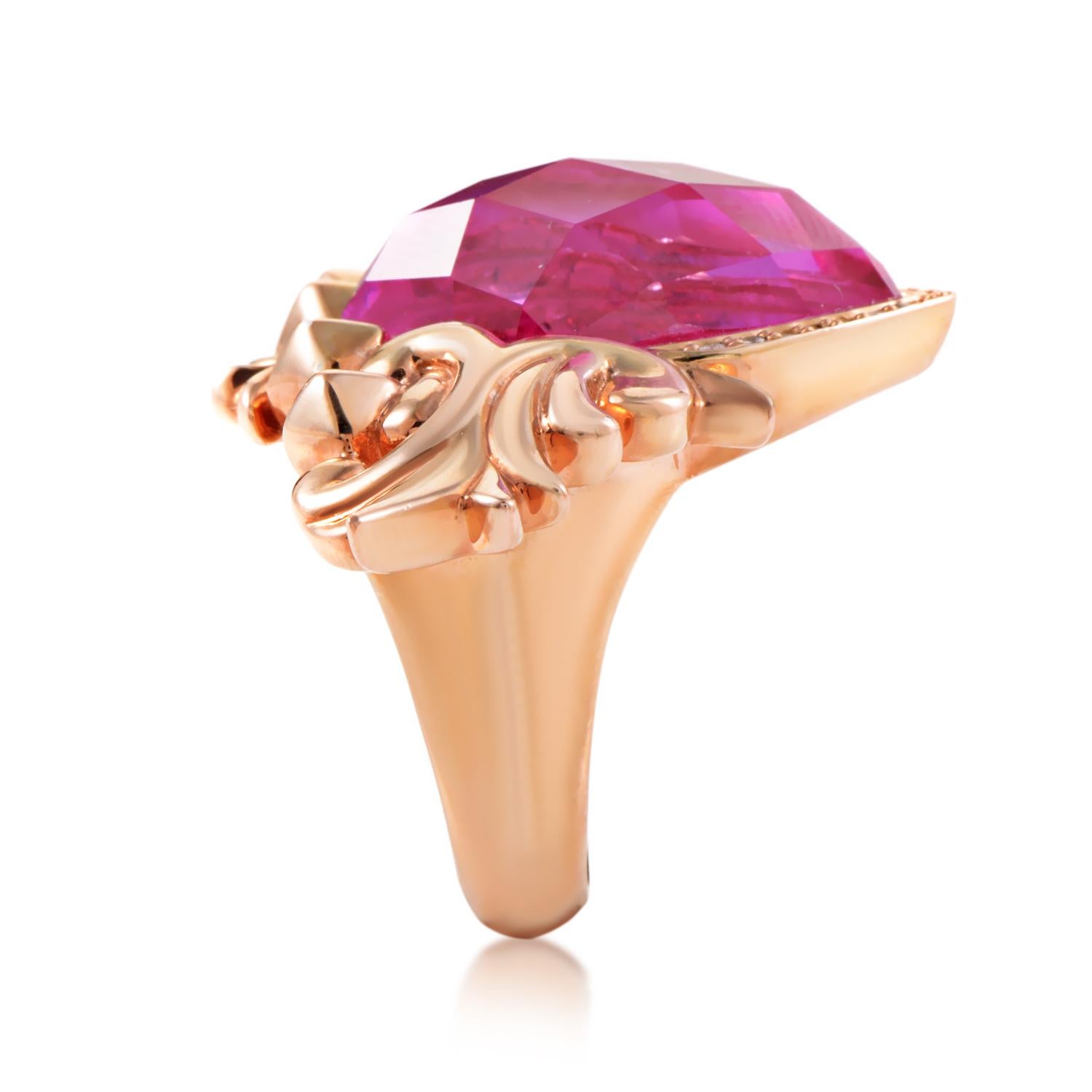 Stephen Webster Baroque Superstud Rose Gold-Plated Sterling Silver Gemstone Ring In New Condition In Southampton, PA