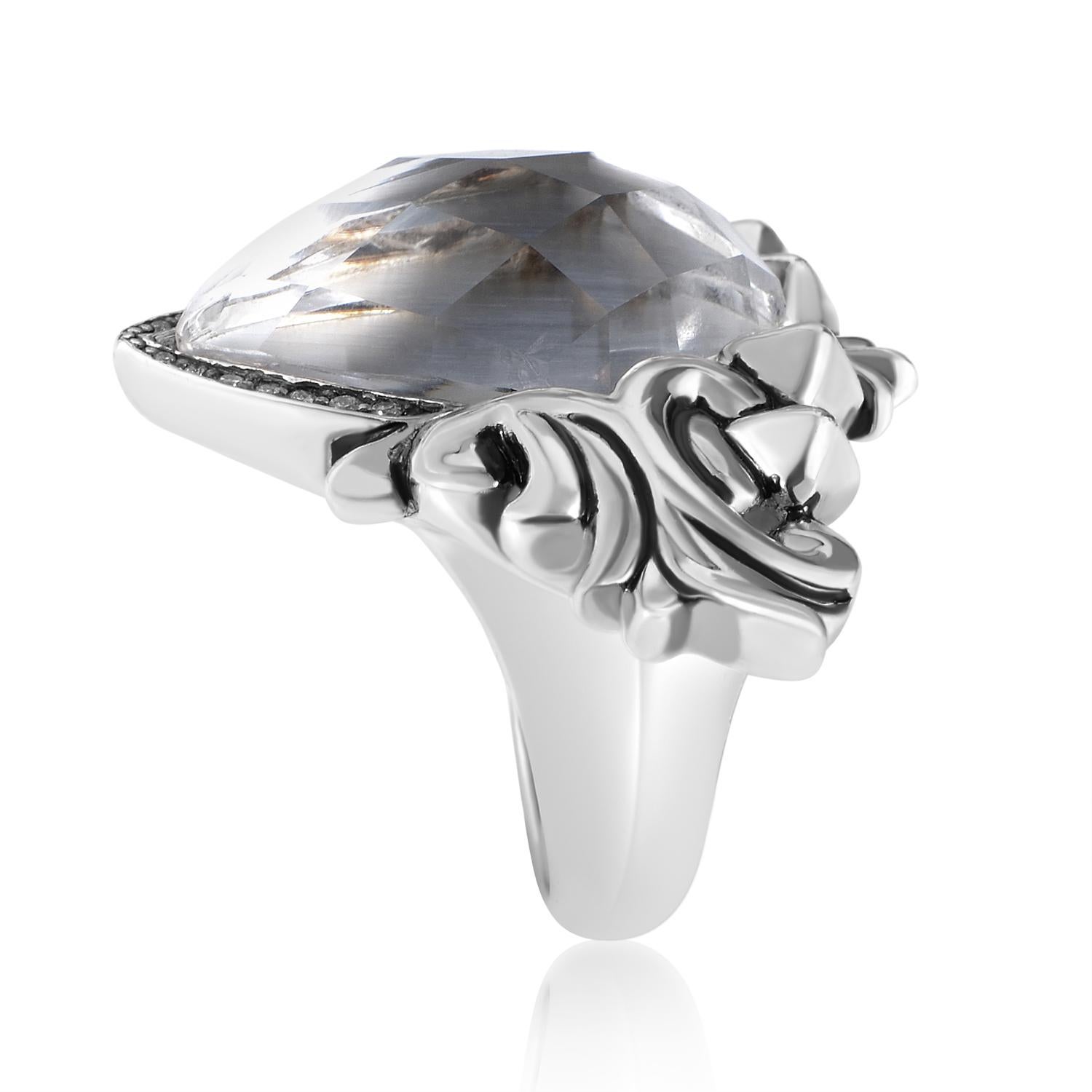 Stephen Webster Baroque Superstud Sterling Silver Diamond and Gemstone Ring In New Condition In Southampton, PA