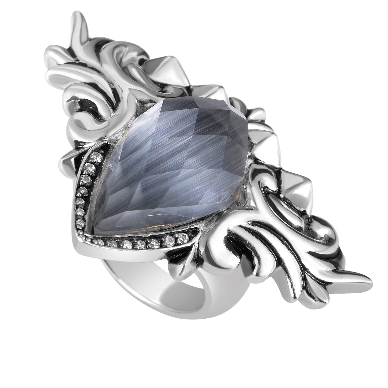 Stephen Webster Baroque Superstud Sterling Silver Diamond and Gemstone Ring