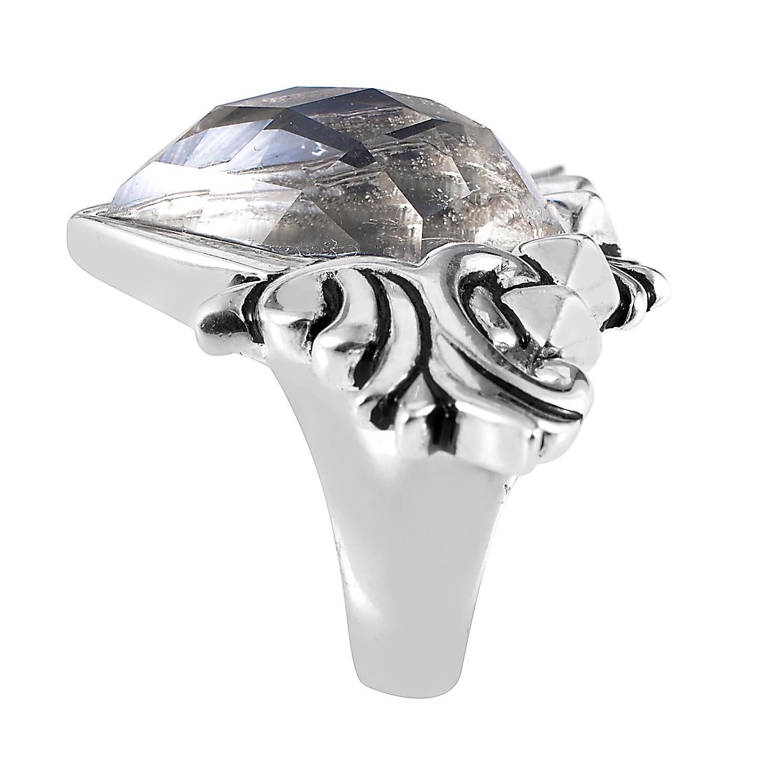 Stephen Webster Baroque Superstud Womens Sterling Silver Cat's Eye & Quartz Ring In New Condition In Southampton, PA