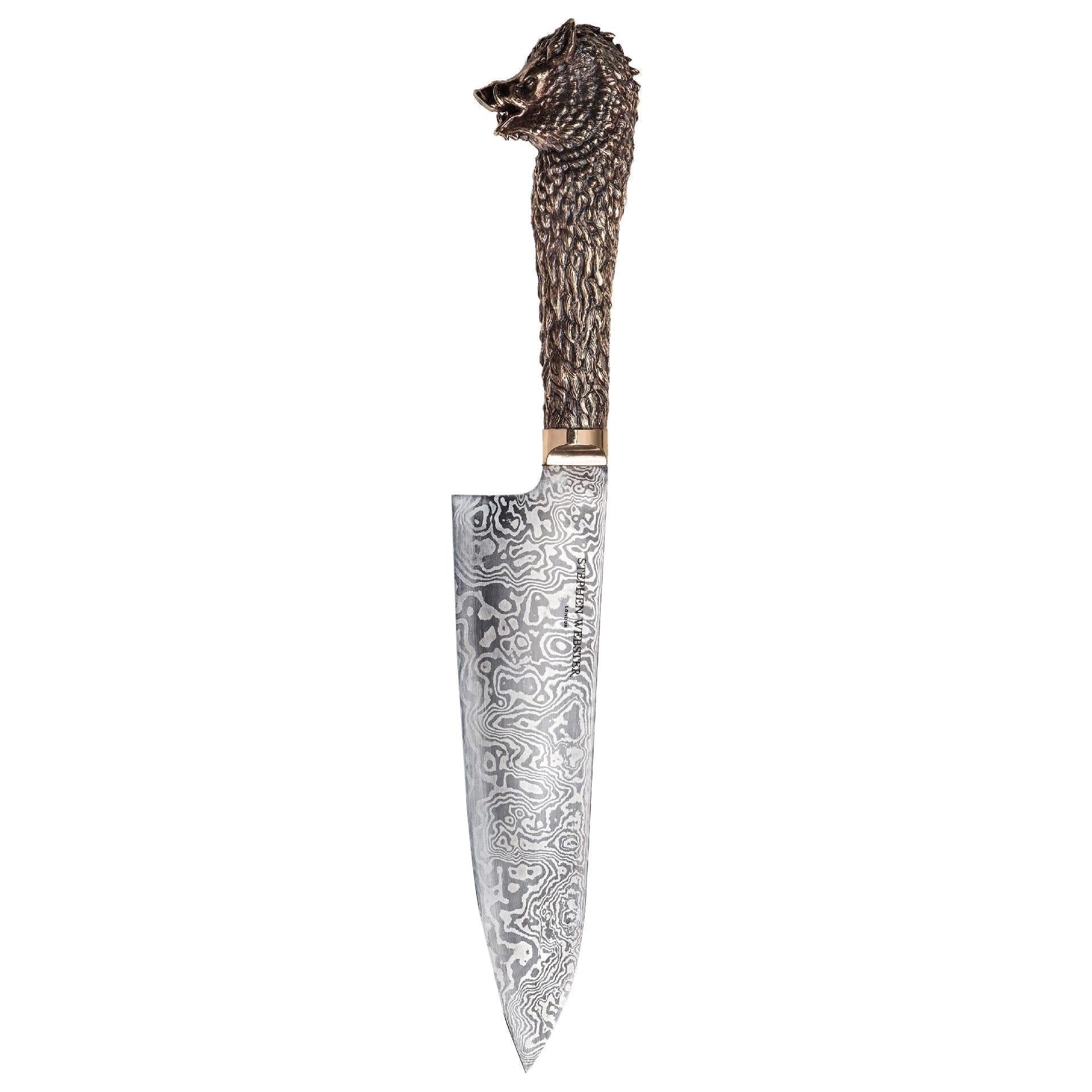 Stephen Webster Beasts Chef Boar Knife with Damascus Steel Blade