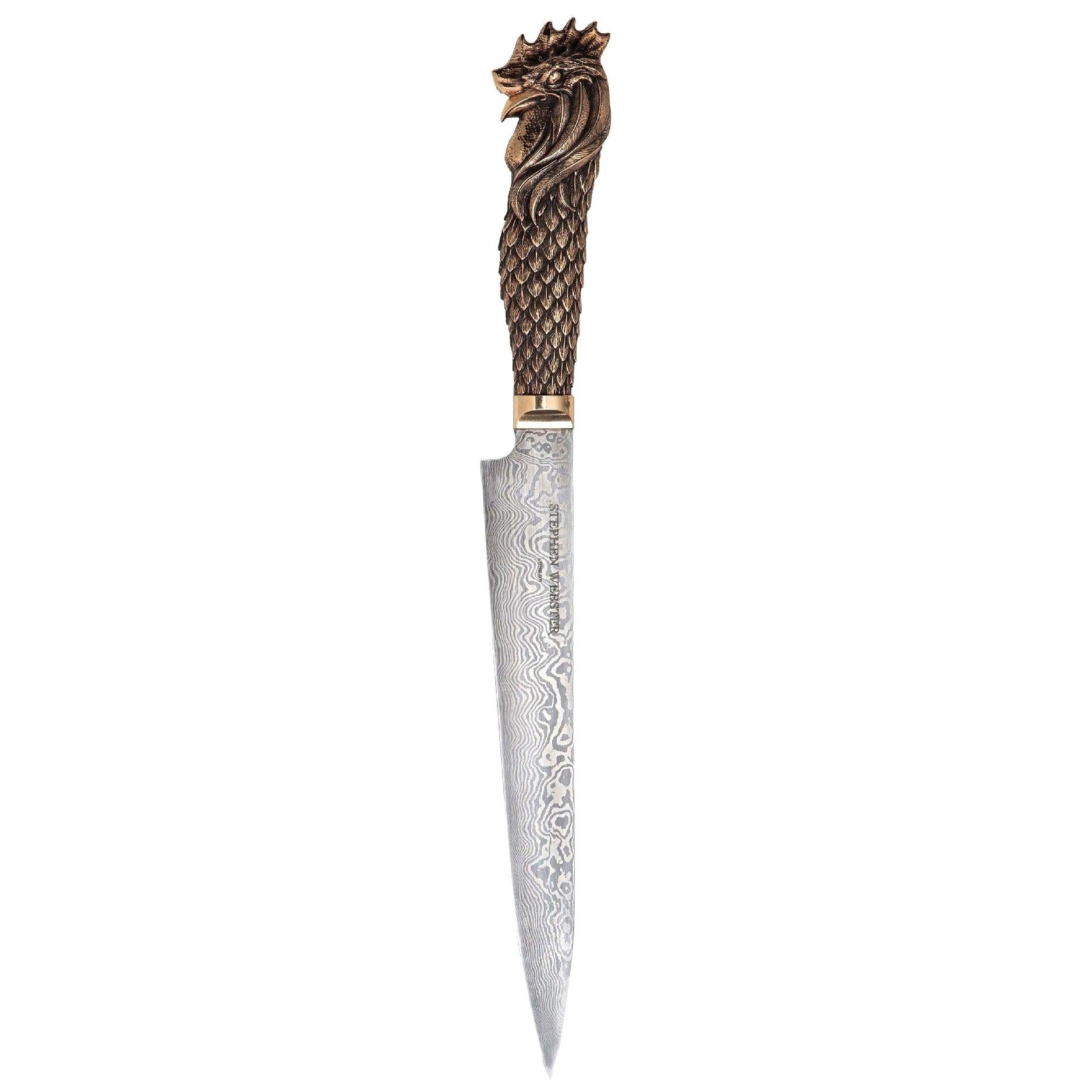 Stephen Webster Beasts Chef Rooster Knife with Damascus Steel Blade For Sale