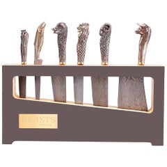 Stephen Webster Beasts Chef's Knives with Steel Blades and Bronze Handles