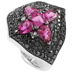 Stephen Webster Belle Epoque 18 Karat Gold Black Diamond and Rubellite Ring