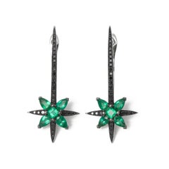 Stephen Webster Belle Époque 18ct White Gold Emerald and Black Diamond Earring
