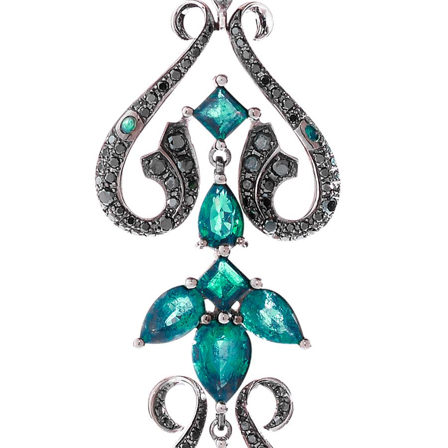 Stephen Webster Belle Époque Emerald Chandelier Convertible Gold Long Earrings In New Condition In London, GB