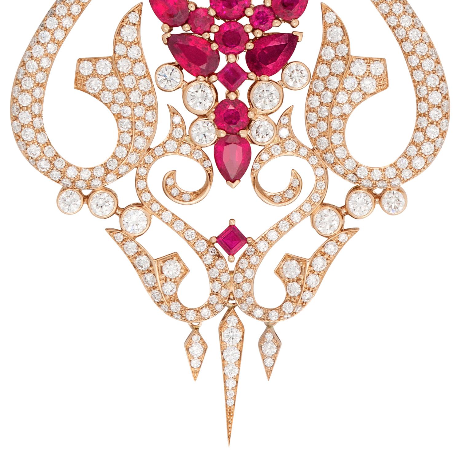 Mixed Cut Stephen Webster Belle Époque Ruby and 18 Carat Rose Gold Pendant