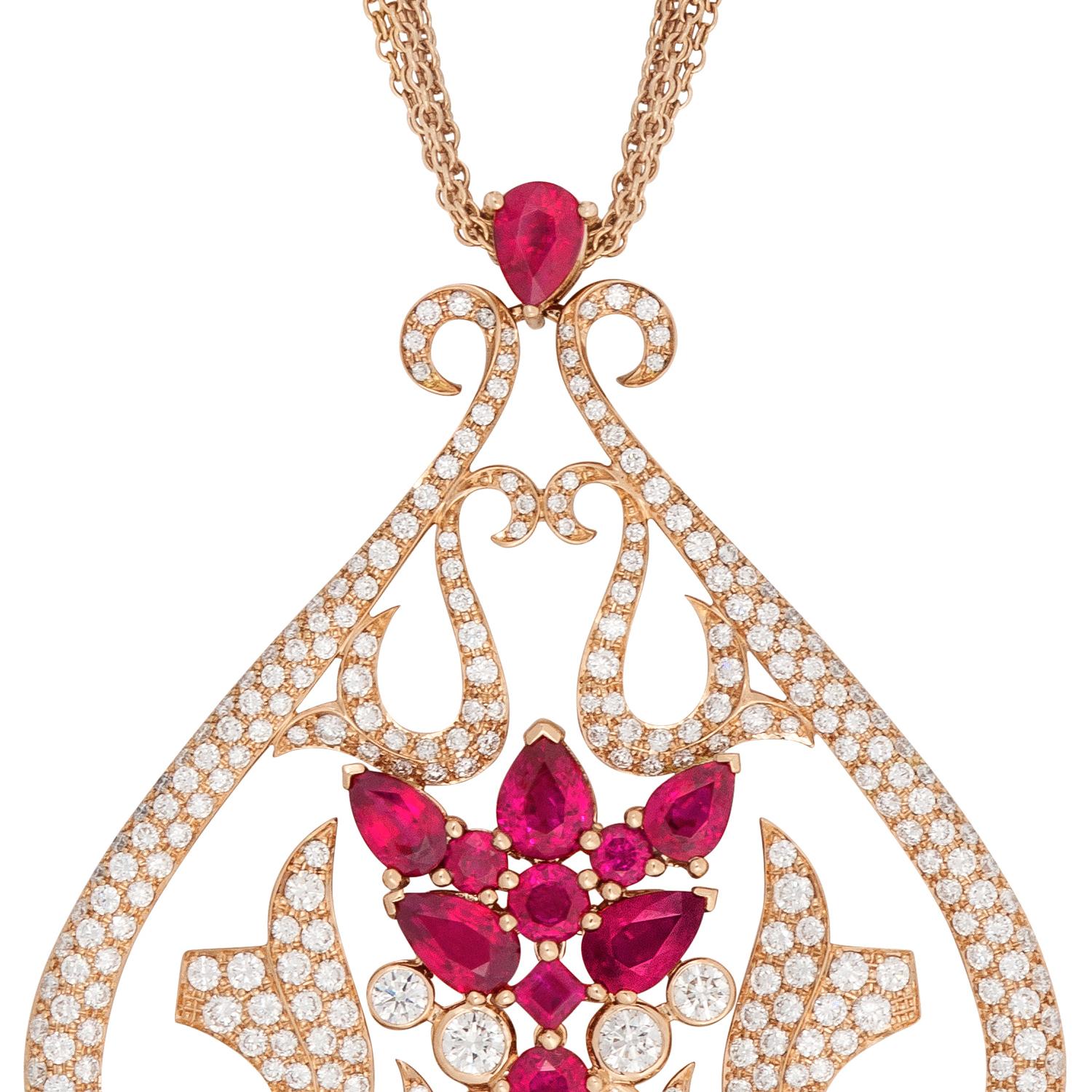 Stephen Webster Belle Époque Ruby and 18 Carat Rose Gold Pendant In New Condition In London, GB