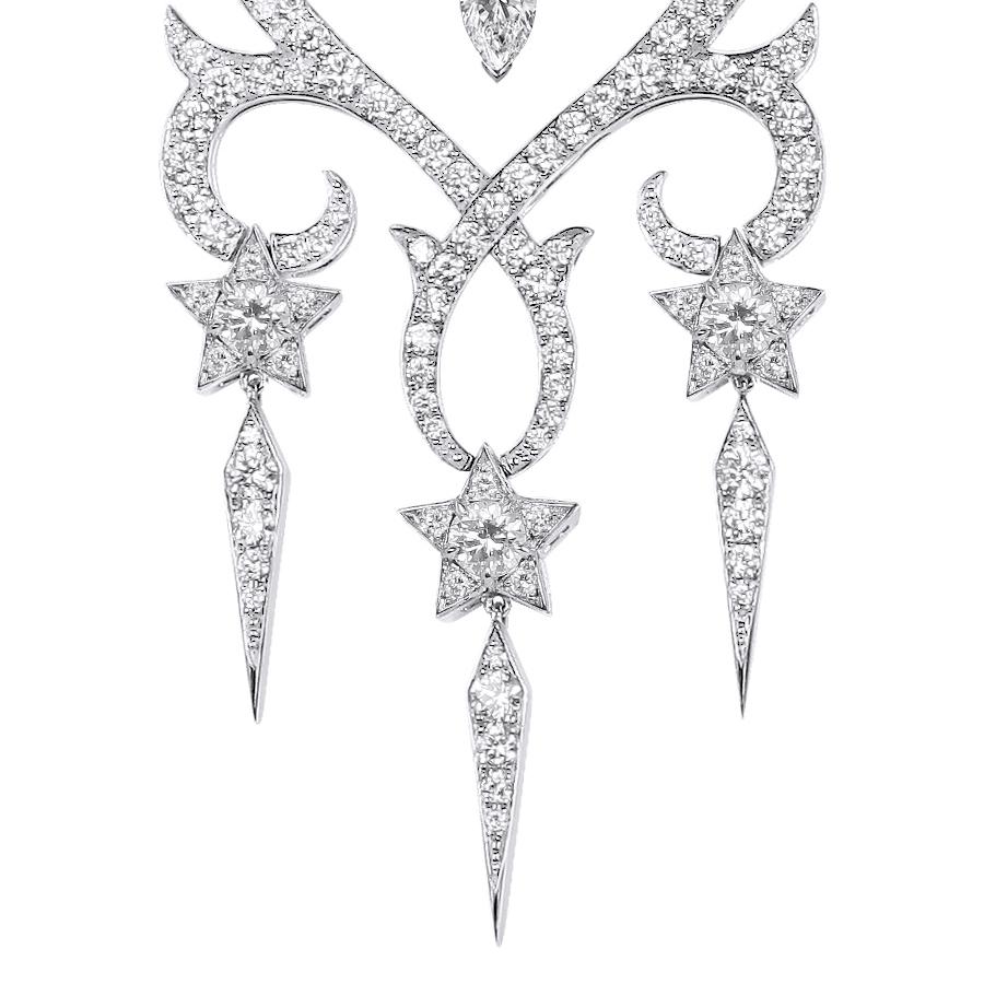 Mixed Cut Stephen Webster Belle Époque Starlet Convertible White Diamond and Gold Pendant