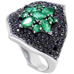 Stephen Webster Belle Époque Women's 18 Karat Gold Black Diamond & Emerald Ring