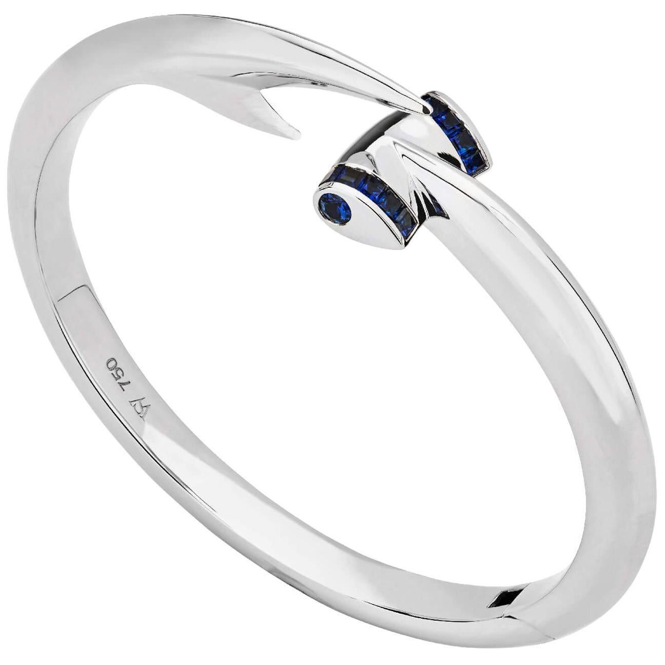 Stephen Webster Blue Sapphire and 18 Carat White Gold Hammerhead Bangle